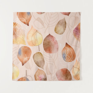 Pattern with leaves. Graphic and watercolor leaf. Tapestry