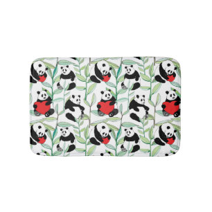 pattern with lovely pandas with hearts bath mat