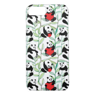 pattern with lovely pandas with hearts iPhone 8/7 case