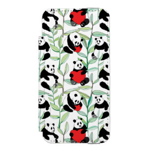 pattern with lovely pandas with hearts incipio watson™ iPhone 5 wallet case