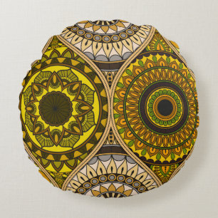 Pattern with mandalas. Vintage decorative elements Round Cushion