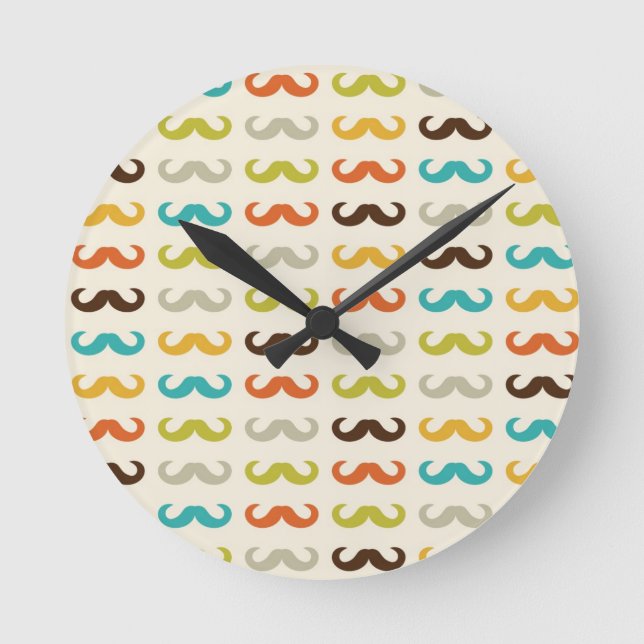 Pattern with moustache round clock (Front)