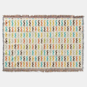 Pattern with moustache throw blanket