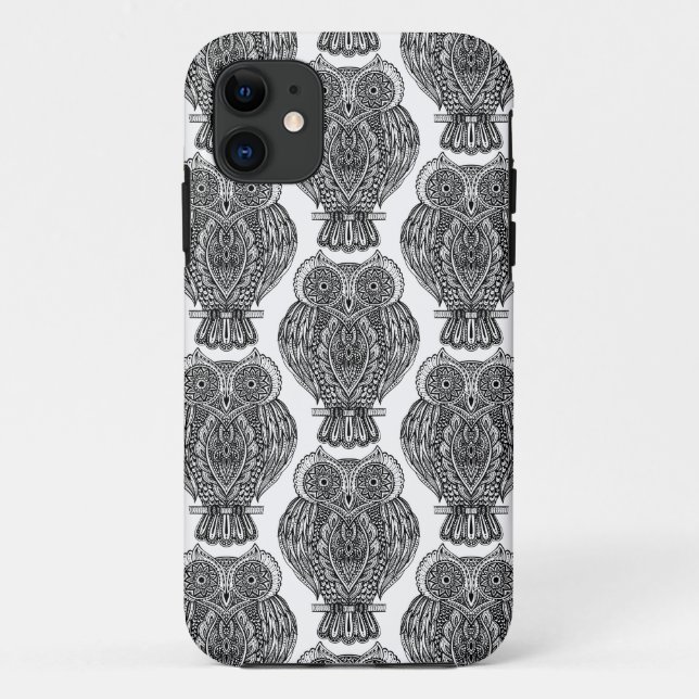 Pattern With Owls Doodle Case-Mate iPhone Case (Back)