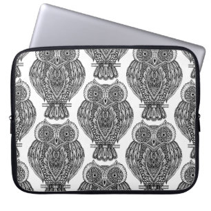 Pattern With Owls Doodle Laptop Sleeve