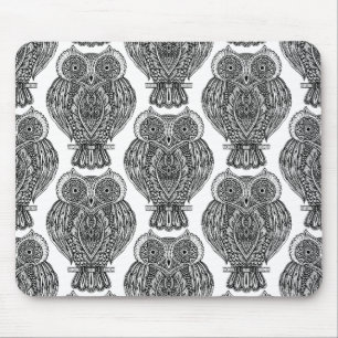 Pattern With Owls Doodle Mouse Mat