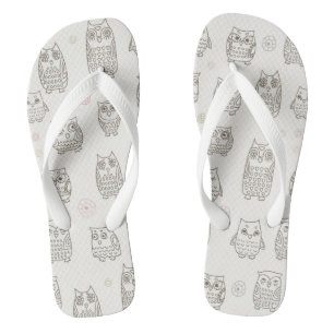 Pattern with owls flip flops