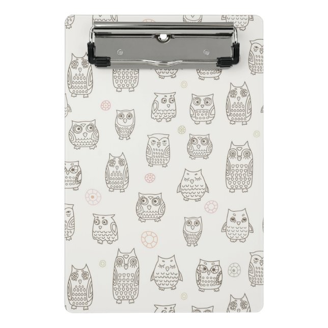Pattern with owls mini clipboard (Front)