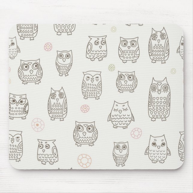 Pattern with owls mouse mat (Front)