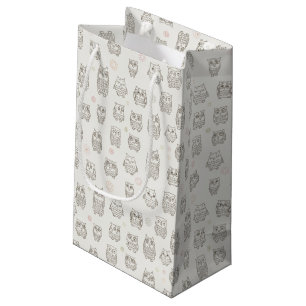 Pattern with owls small gift bag