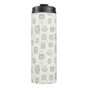 Pattern with owls thermal tumbler