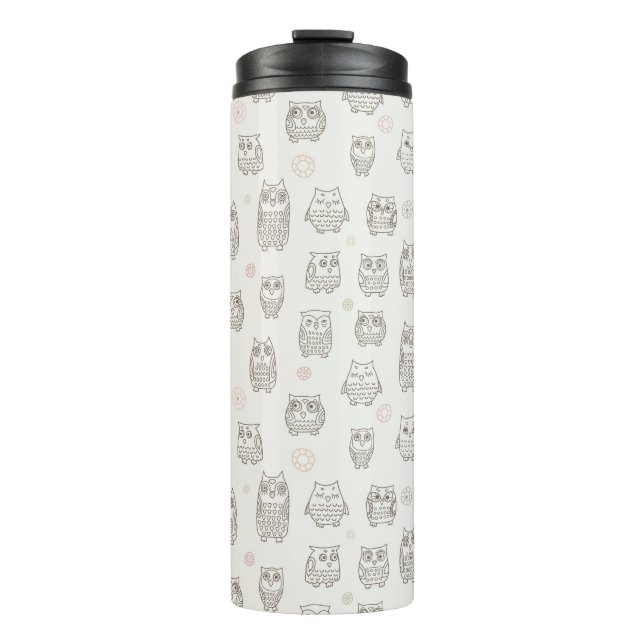 Pattern with owls thermal tumbler (Front)