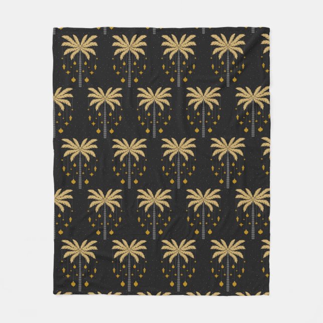 Pattern with palm trees and ornaments fleece blanket (Front)