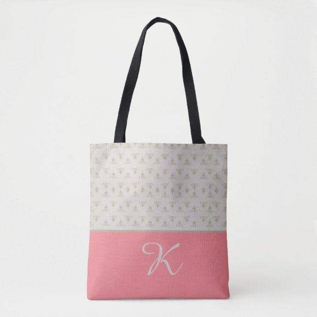 Pattern with Peach Colour Tote Bag (Front)