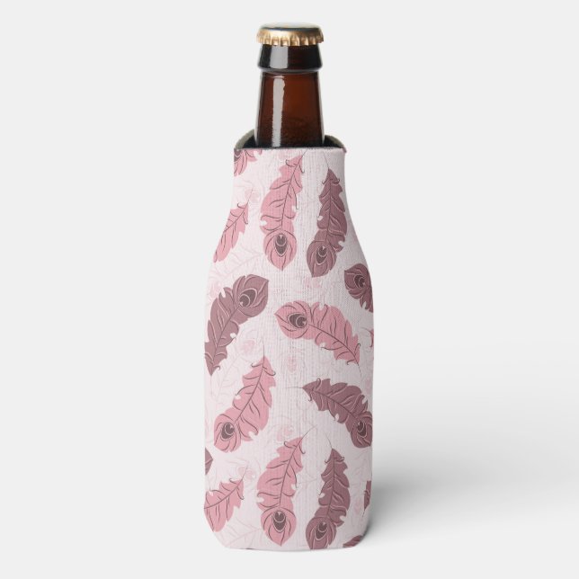 pattern with peacock feathers bottle cooler (Bottle Front)