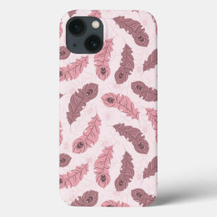 pattern with peacock feathers iPhone 13 case