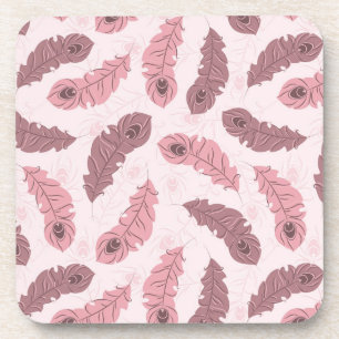 pattern with peacock feathers coaster