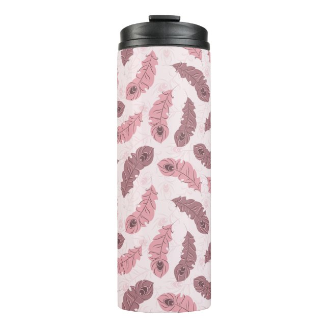 pattern with peacock feathers thermal tumbler (Front)