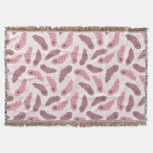 pattern with peacock feathers throw blanket (Front)