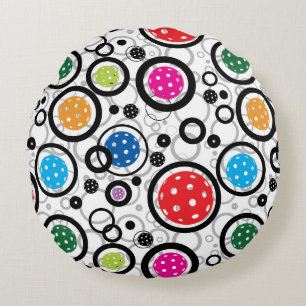 Pattern with Pickleballs Round Cushion