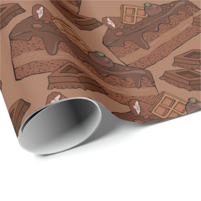  Pattern with pieces of chocolate cake Wrapping Paper (Roll Corner)
