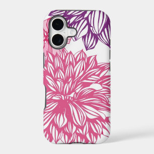 Pattern with pink asters and dahlia