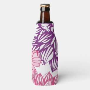 Pattern with pink asters and dahlia bottle cooler