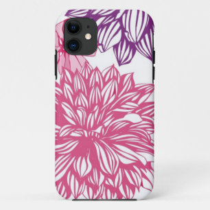 Pattern with pink asters and dahlia iPhone 11 case
