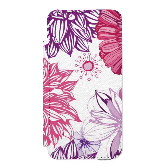 Pattern with pink asters and dahlia incipio iPhone wallet case (Folio Front)