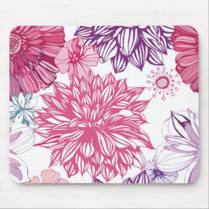 Pattern with pink asters and dahlia mouse mat