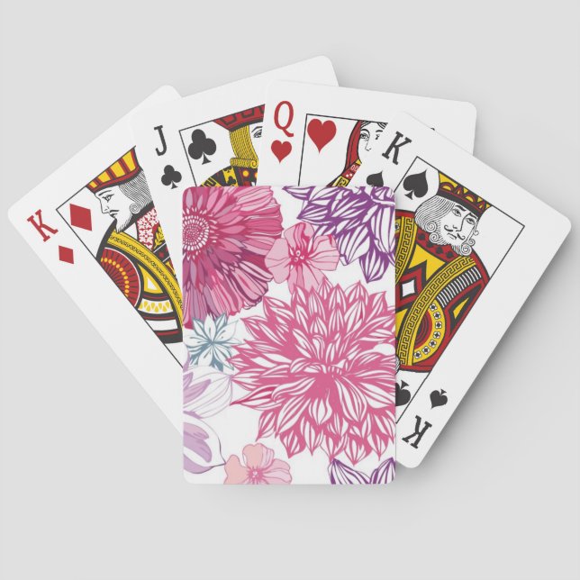 Pattern with pink asters and dahlia playing cards (Back)