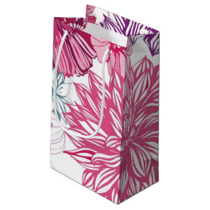 Pattern with pink asters and dahlia small gift bag
