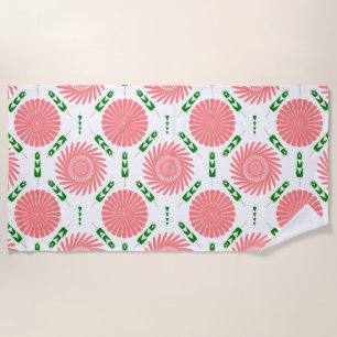 pattern with pink flowers beach towel