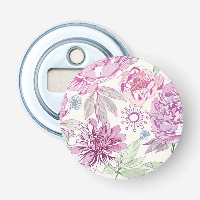 Pattern with pink flowers bottle opener (Front)