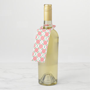  pattern with pink flowers   bottle tag
