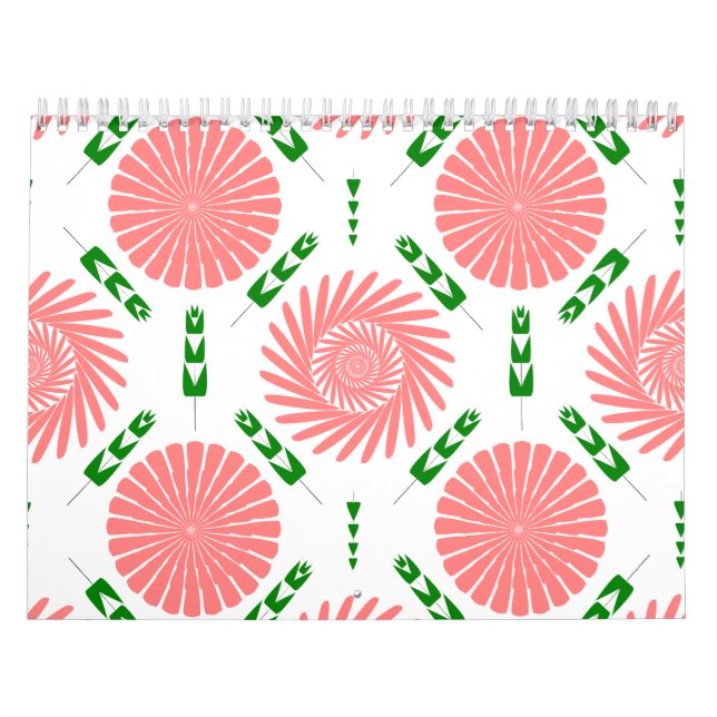  pattern with pink flowers   calendar (Cover)