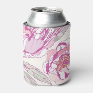 Pattern with pink flowers can cooler