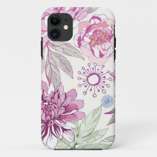 Pattern with pink flowers iPhone 11 case