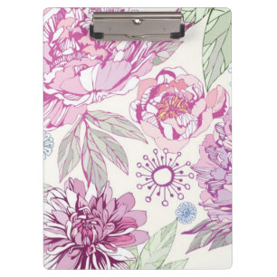 Pattern with pink flowers clipboard