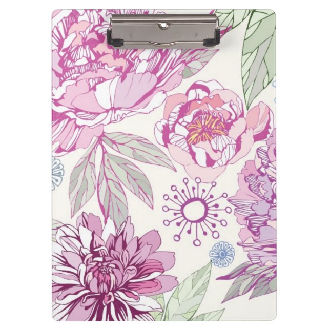 Pattern with pink flowers clipboard (Front)