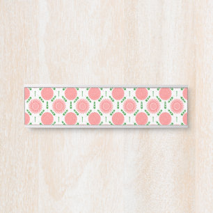 pattern with pink flowers door sign