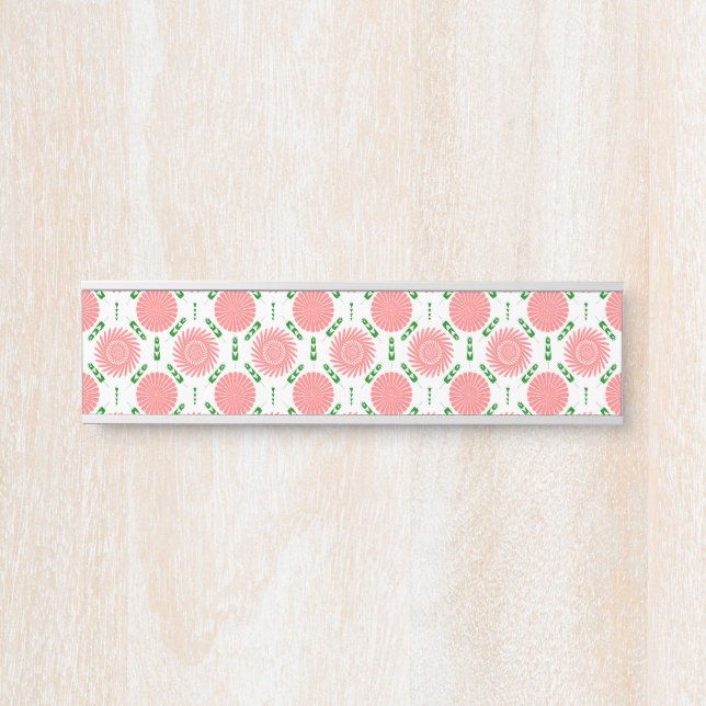  pattern with pink flowers  door sign (Front)