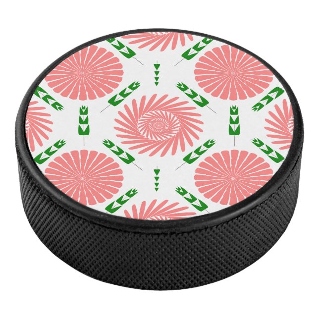  pattern with pink flowers   hockey puck (3/4)