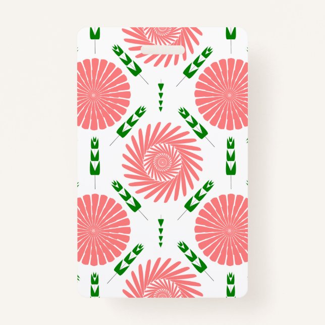  pattern with pink flowers   ID badge (Front)