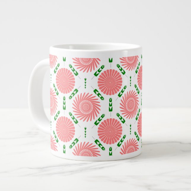  pattern with pink flowers  large coffee mug (Front Left)