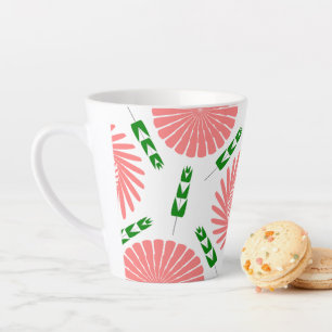  pattern with pink flowers   latte mug