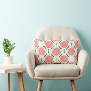  pattern with pink flowers   lumbar cushion