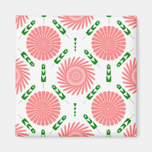  pattern with pink flowers  magnet