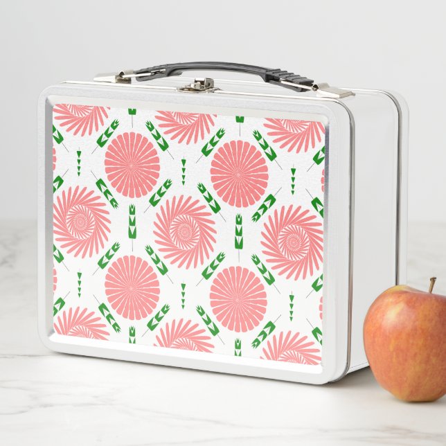  pattern with pink flowers   metal lunch box (In Situ)