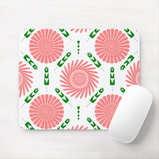 pattern with pink flowers  mouse mat (With Mouse)